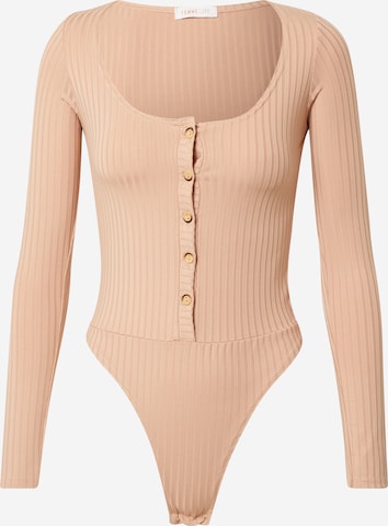 Femme Luxe Shirt Bodysuit 'CATY' in Brown: front