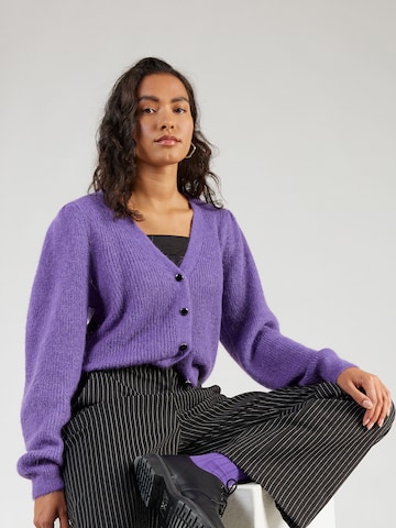 SOAKED IN LUXURY Knit Cardigan 'Tuesday' in Purple: front