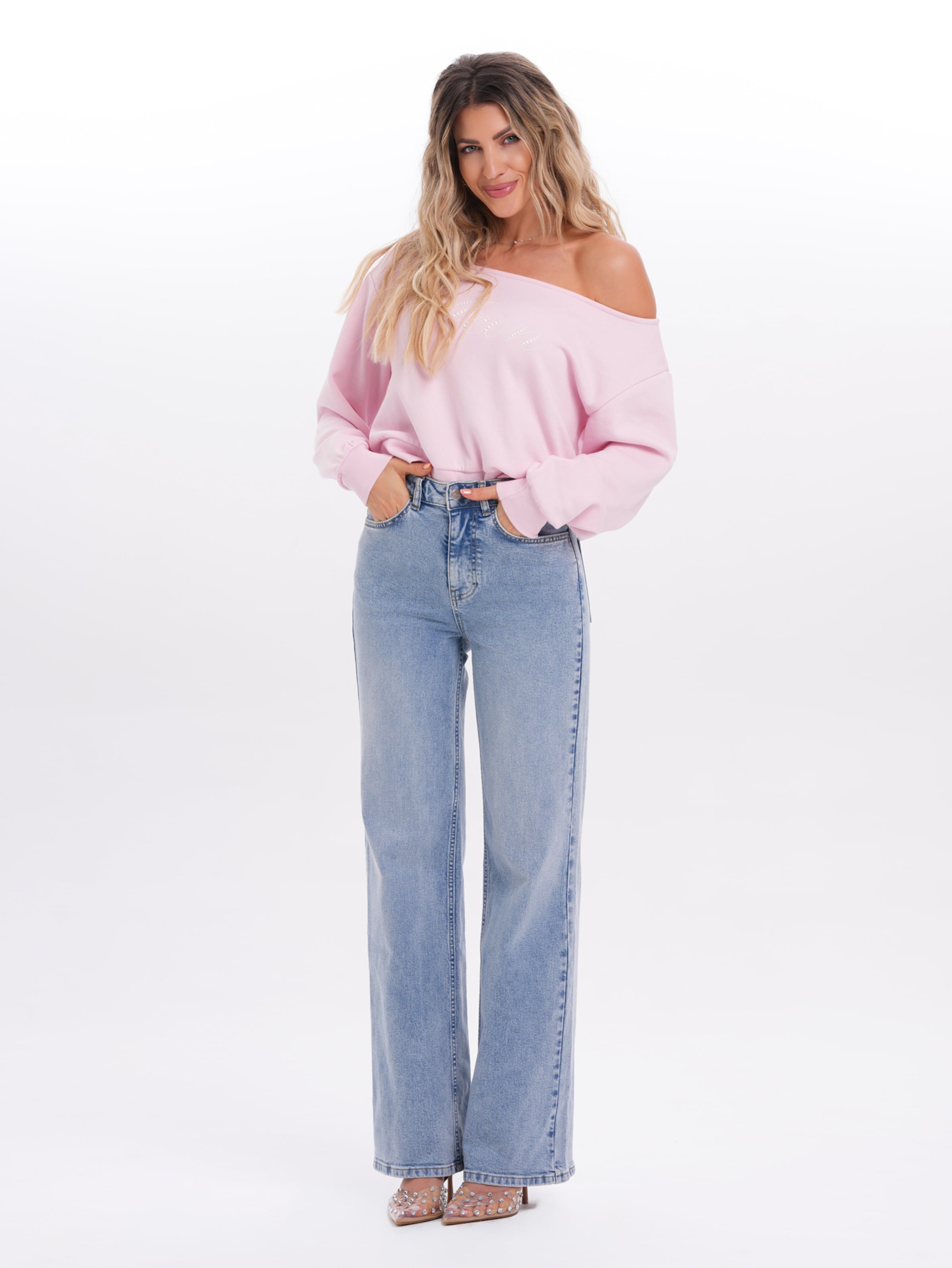 MYLAVIE by Sarah Harrison Wide leg Τζιν σε μπλε: μπροστά