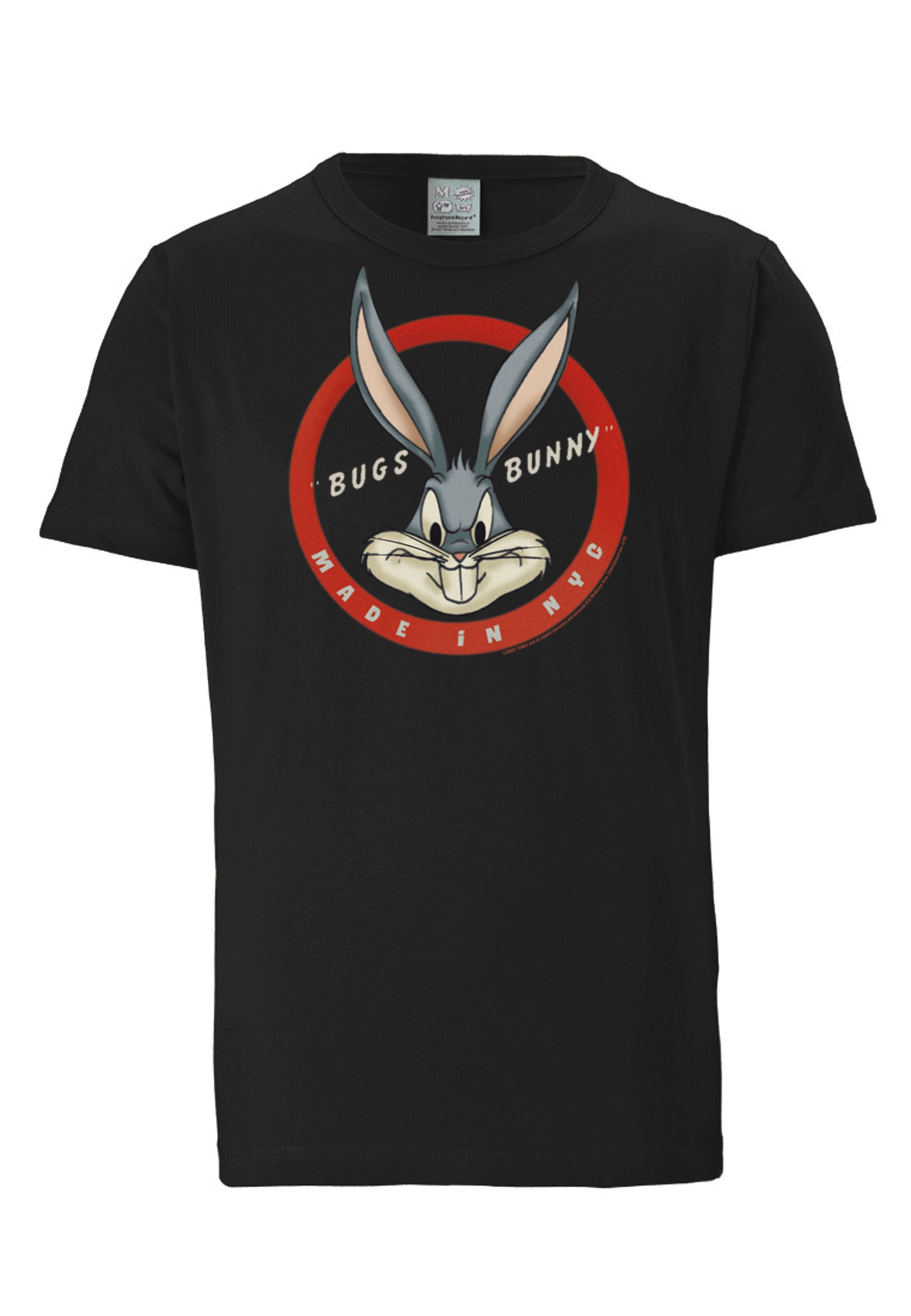 LOGOSHIRT Shirt 'Bugs Bunny' in Black: front