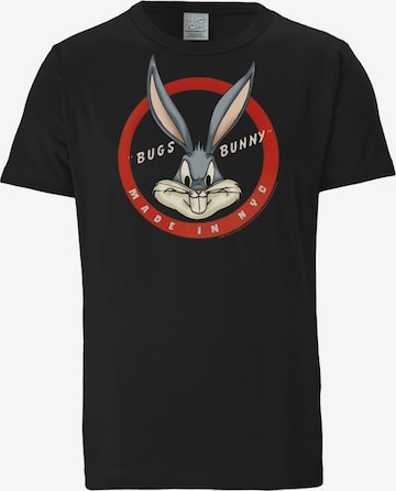 LOGOSHIRT T-Shirt 'Bugs Bunny' in Schwarz: predná strana