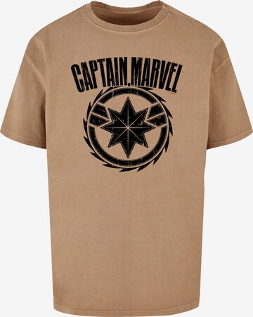 ABSOLUTE CULT Shirt 'Captain Marvel - Blade Emblem' in Beige: voorkant