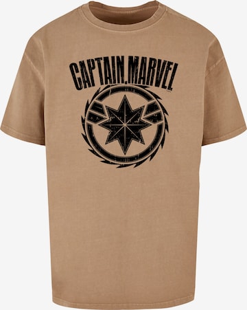 ABSOLUTE CULT T-Shirt 'Captain Marvel - Blade Emblem' in Beige: predná strana