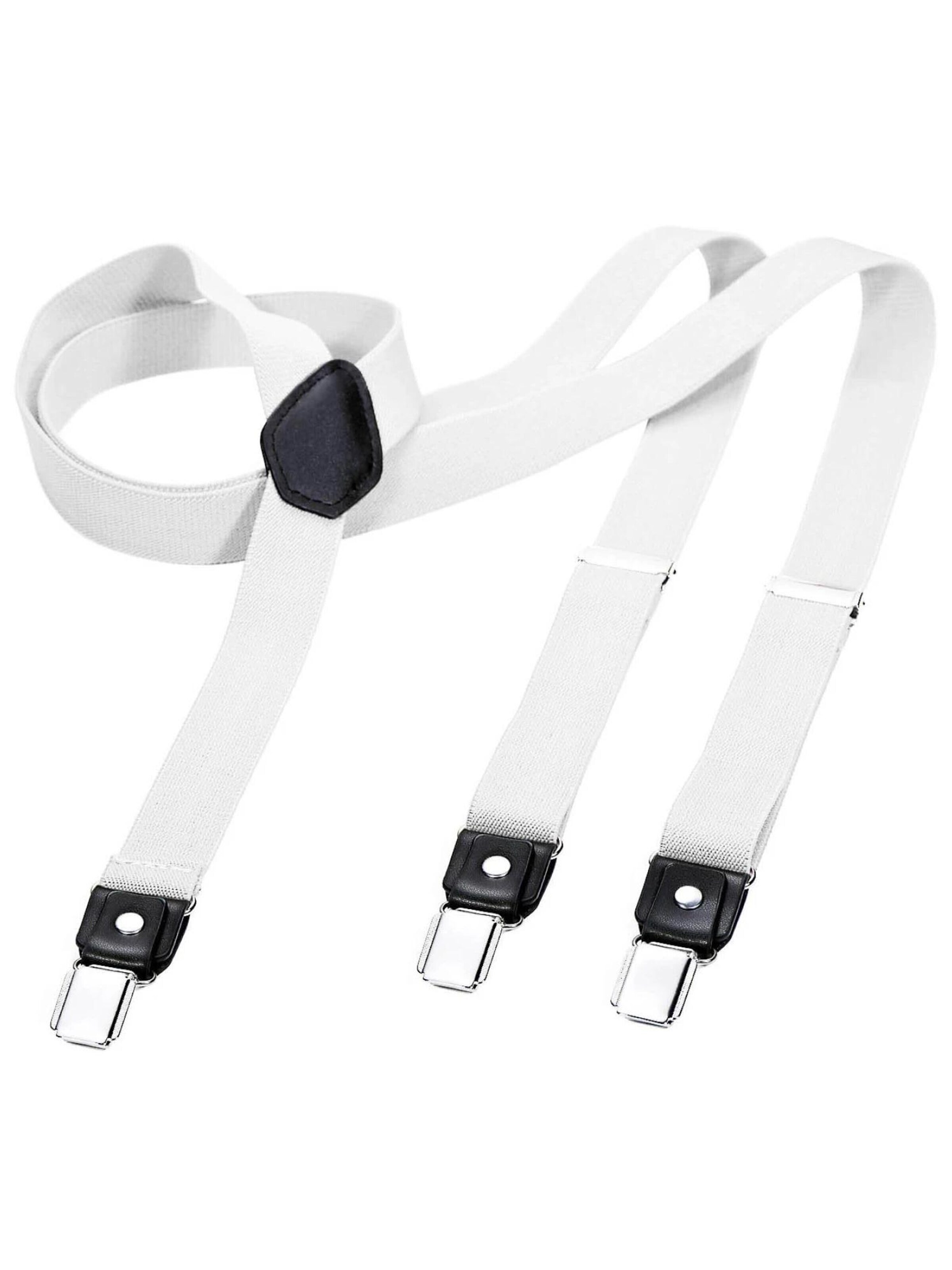 DonDon Suspenders 'DonDon Hosenträger Herren schmal 2,5 cm gestreift blau rot Starke Clips für Anzug Jeans Chino' in XS-XL in White, Item view