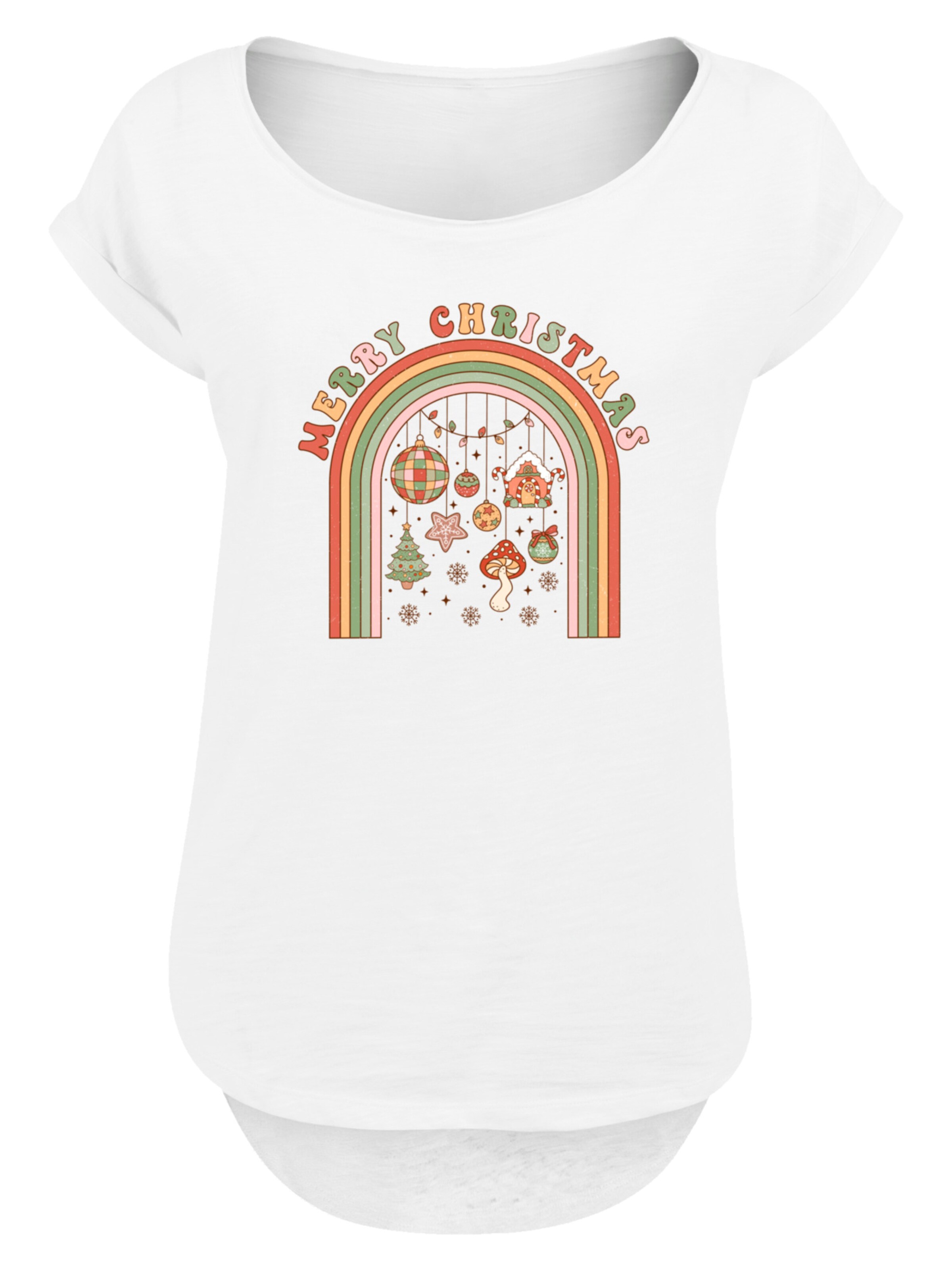 F4NT4STIC Shirt 'Merry Christmas Cozy Vibes' in Wit: voorkant