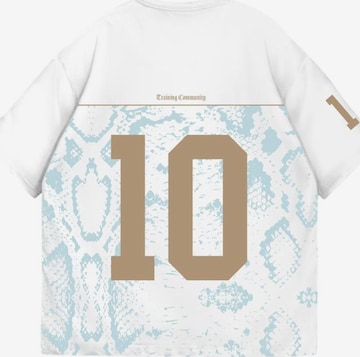 Kleidermafia Paita 'Oversize Brooklyn T-shirt - Ecru and Turquoise' värissä beige: etupuoli