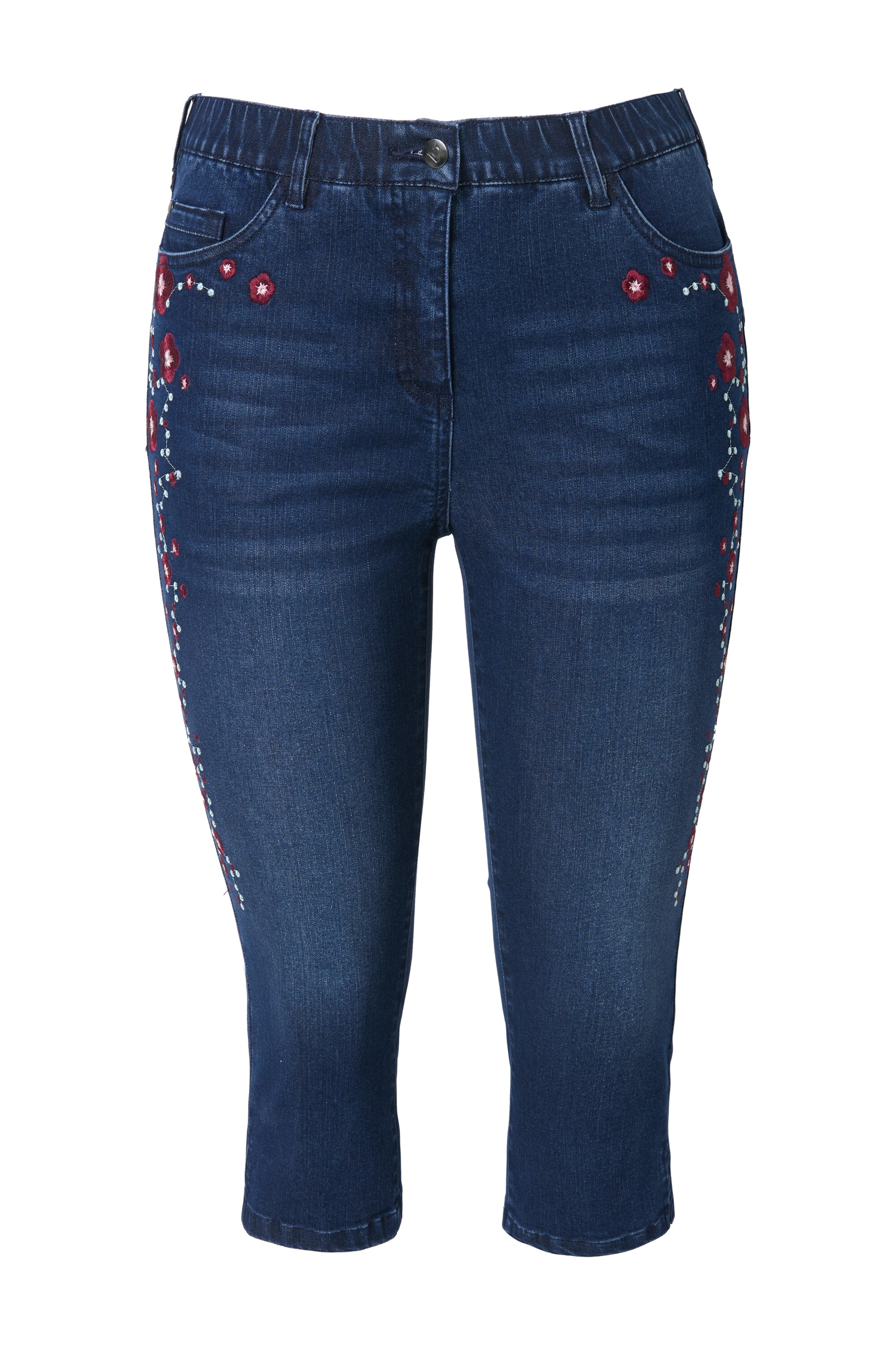 Ulla Popken Slimfit Broek in Blauw: voorkant