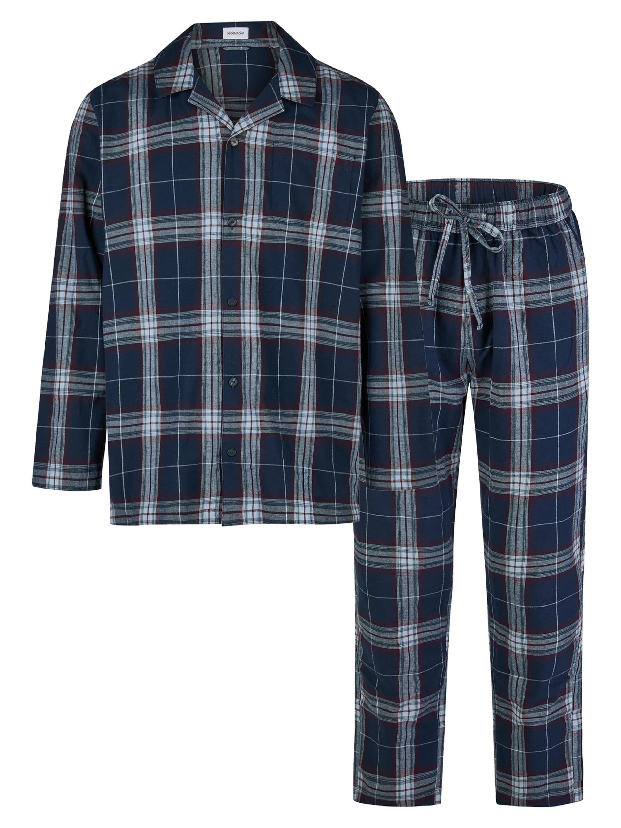 SEIDENSTICKER Long Pajamas 'Classic Flannel' in Blue: front