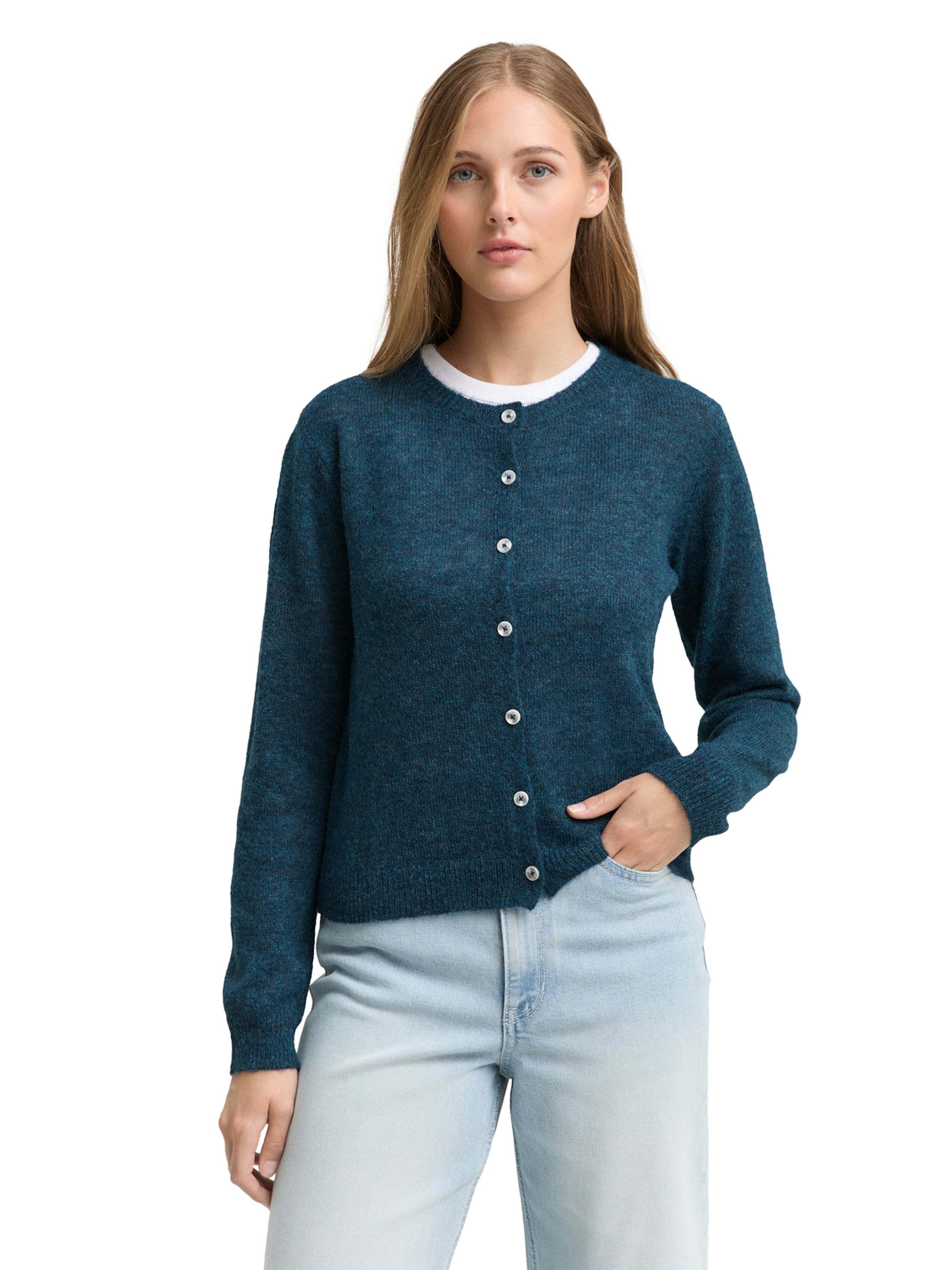 TOM TAILOR DENIM Knit cardigan in Green: front