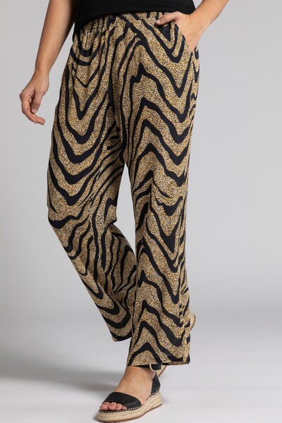 Ulla Popken Pantalon 'Marlene' en beige / noir, Vue avec modèle