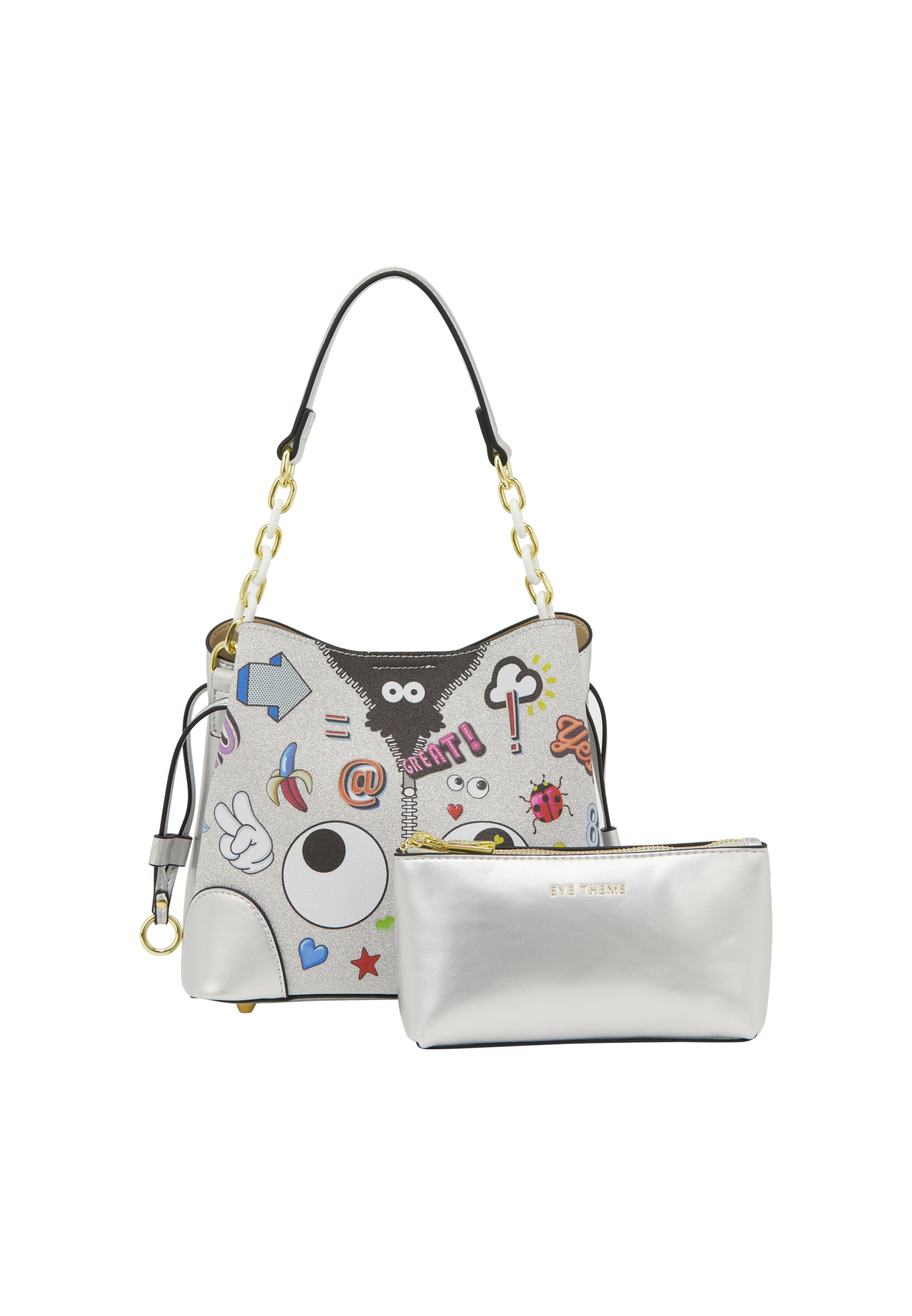 MYMOTorba za na rame 'Pop Eyetheme' - srebro boja: prednji dio