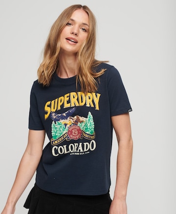 Superdry Shirt 'Travel Souvenir' in Blauw: voorkant