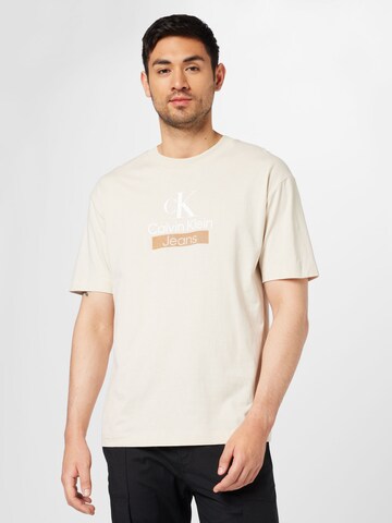 Calvin Klein Jeans T-Shirt in Beige: Vorderseite