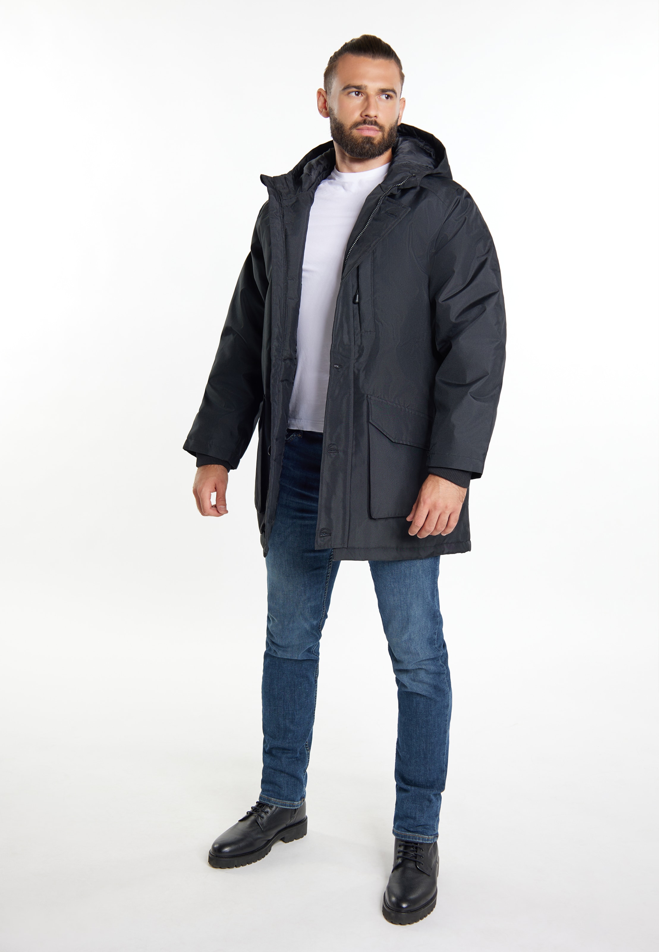 Parka mi-saison Yuka en noir