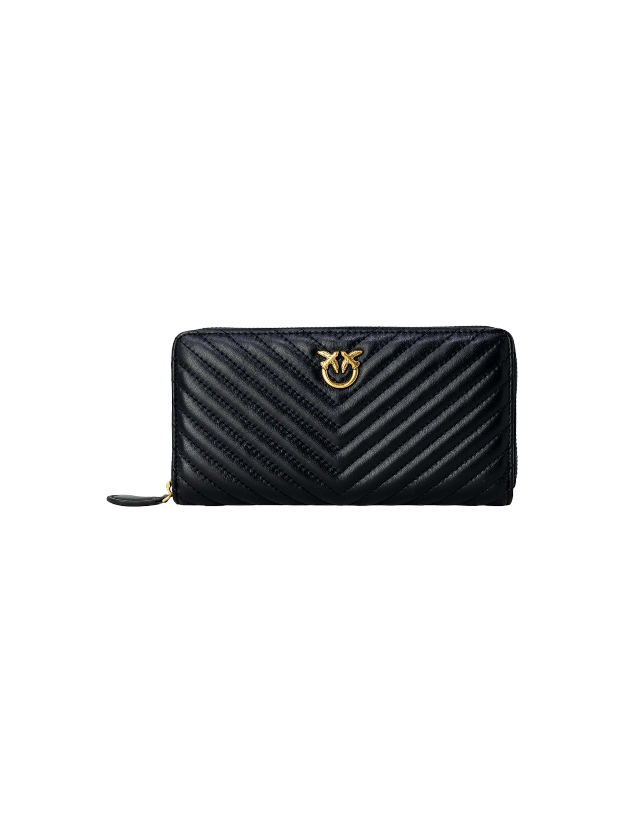 PINKO Wallet 'RYDER ZIP AROUND SHEEP NAPPA CHEVRON 100250 A0GK' in Black: front