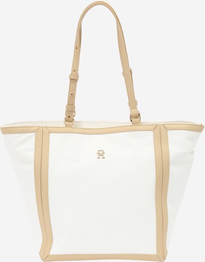 TOMMY HILFIGER Shopper 'Essential' i sand / hvid, Produktvisning