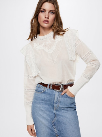 MANGO Blouse 'GOSSIP' in Beige: voorkant