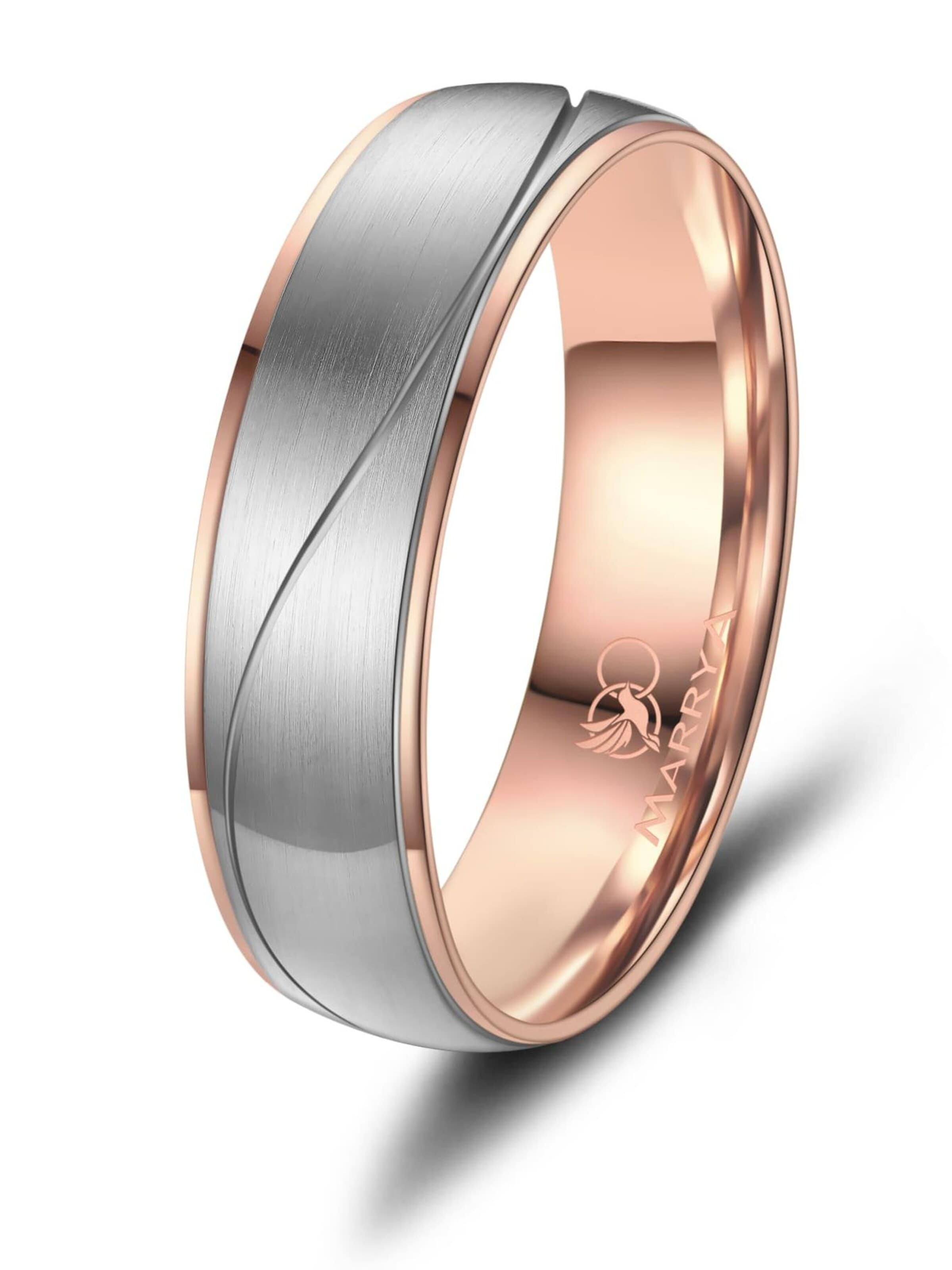 MARRYA Ring 'MARRYA ES-21 Ehering aus Edelstahl - Silberfarben & Rosé' i silver