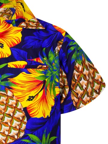 King Kameha Shirt 'Pineapple Hibiscus'‌‌‌‌‌‌‌‌‌ in Blau