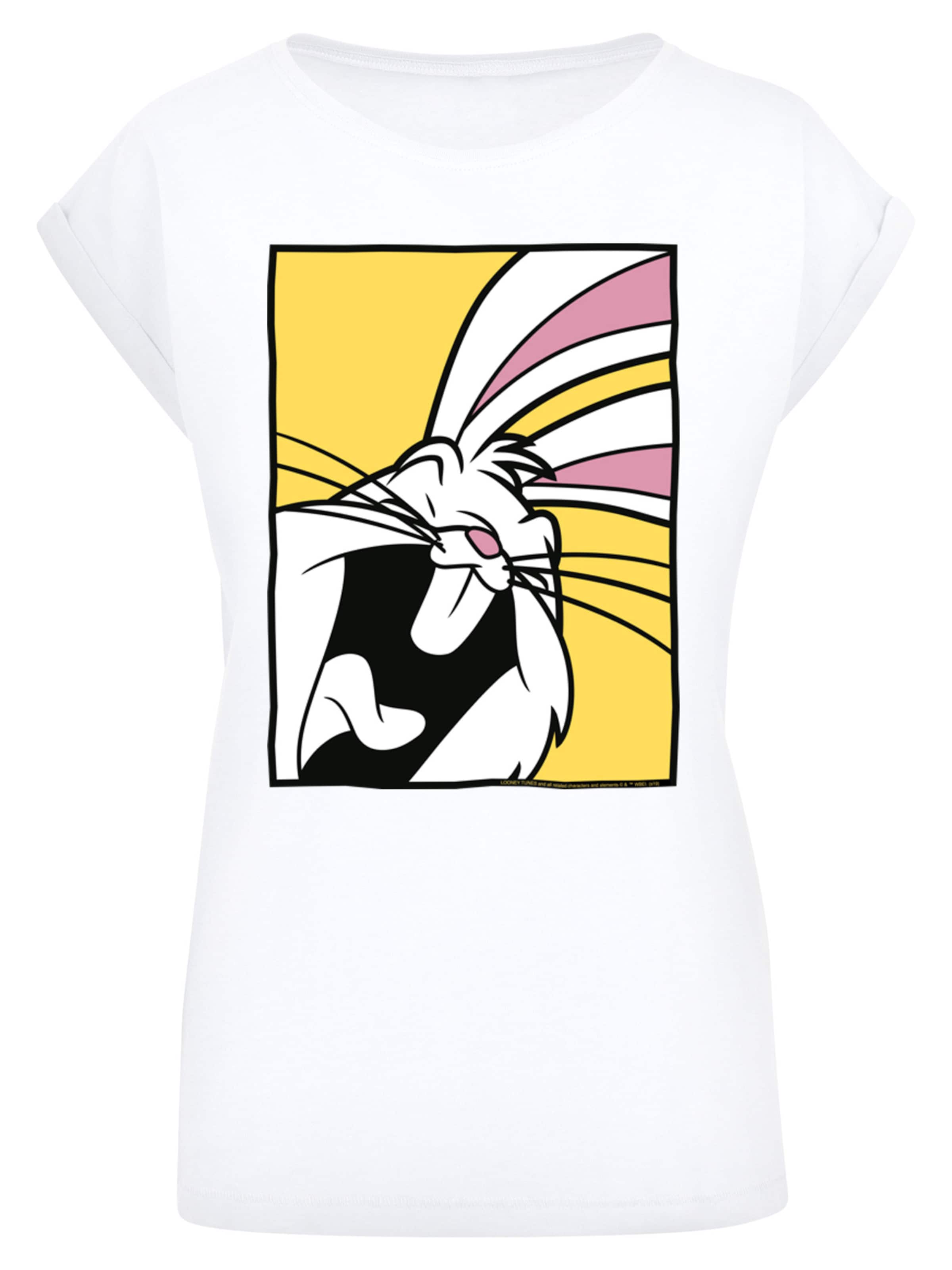 F4NT4STIC Shirt 'Looney Tunes Bugs Bunny Laughing' in White: front