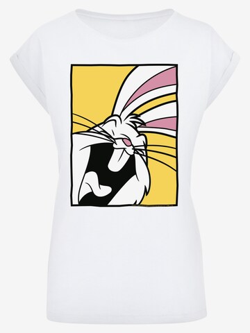 F4NT4STIC Shirt 'Looney Tunes Bugs Bunny Laughing' in Wit: voorkant
