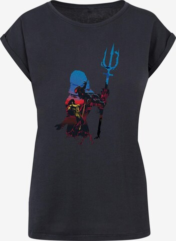 ABSOLUTE CULT Shirt 'Aquaman - Battle Silhouette' in Blue: front