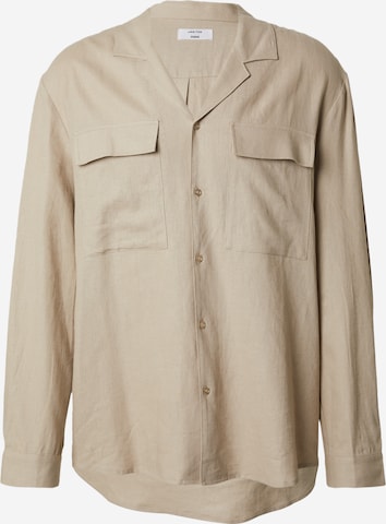 DAN FOX APPAREL Regular fit Button Up Shirt 'Ruben' in Beige: front