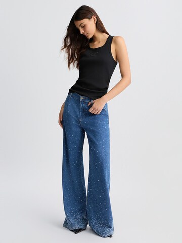 Liu Jo - Pierna ancha Pantalón vaquero plisado en azul