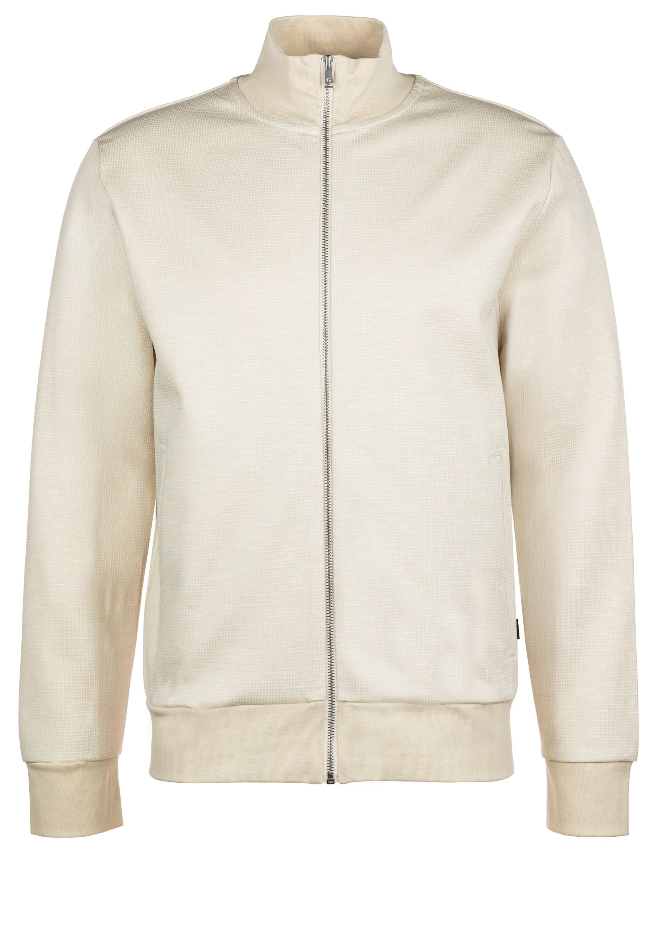 BOSS Sweatjacke in Weiß: Vorderseite
