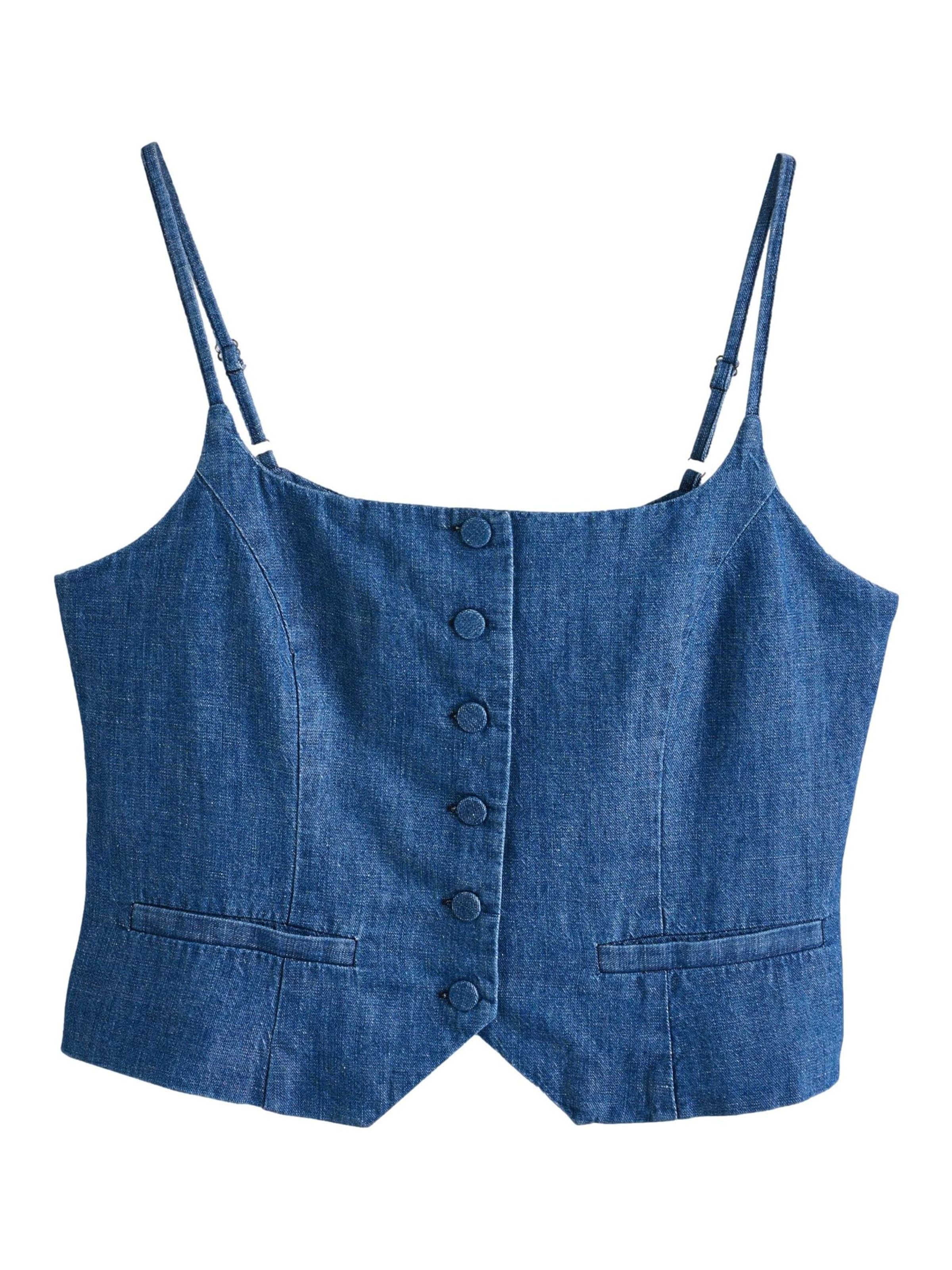 Next Мъжка елек за костюм в синьо: отпред