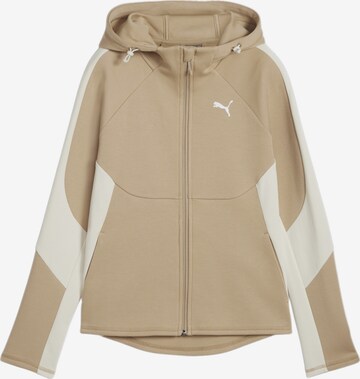 PUMA Athletic Zip-Up Hoodie 'EVOSTRIPE' in Brown: front