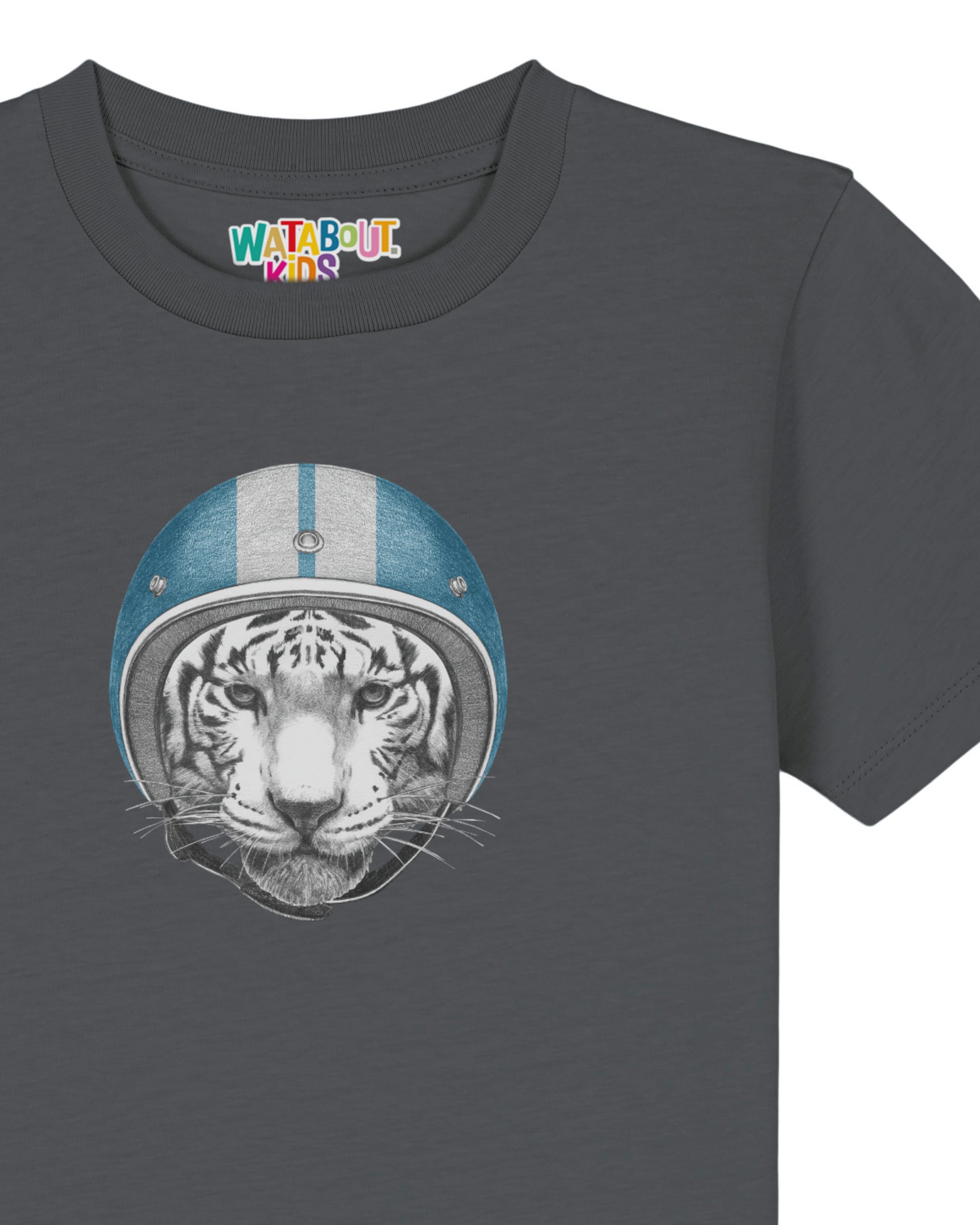 watabout.kids Shirt 'Racing Tiger' in Grijs