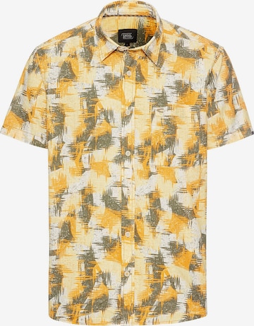 CAMEL ACTIVE Regular Fit Kurzarmhemd mit Strukturmuster in Gelb: Vorderseite