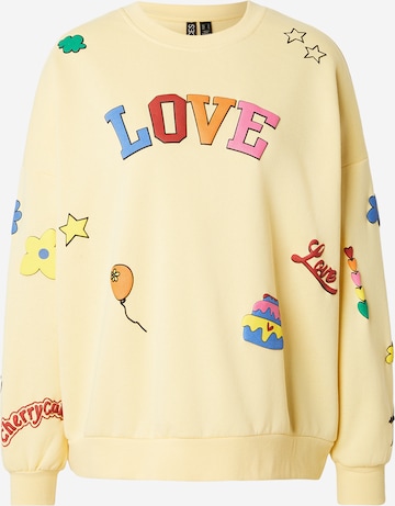 Felpa 'PCDINNA' di PIECES in giallo: frontale