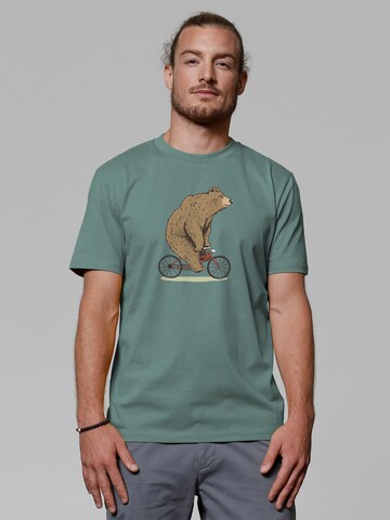 Watapparel T-Shirt ' Fahrradbär ' in Grün: Vorderseite