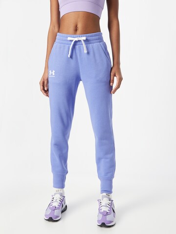 Effilé Pantalon de sport 'Rival' UNDER ARMOUR en bleu : devant