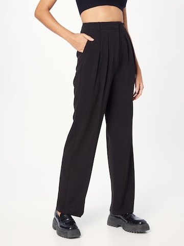 Wide Leg Pantalon à plis Warehouse en noir : devant