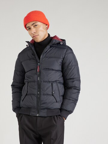 INDICODE JEANS Regular fit Winterjas 'Adrian' in Zwart: voorkant