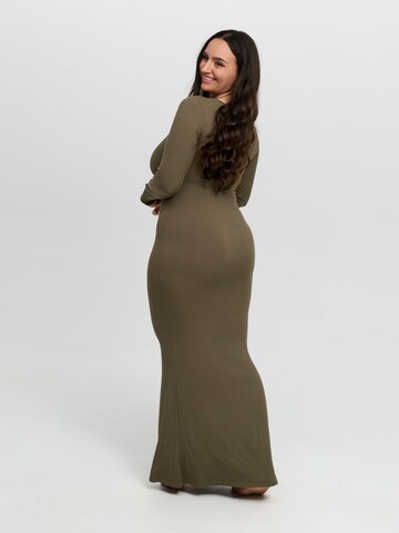 cfab (formerly creamy fabrics) Kleid 'Ribbed Long Sleeve Maxikleid'‌ in Grün