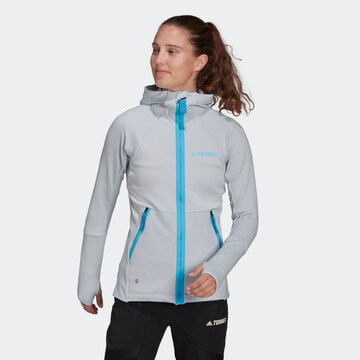 ADIDAS TERREX Athletic Fleece Jacket 'Tech Fleece' in Grey: front