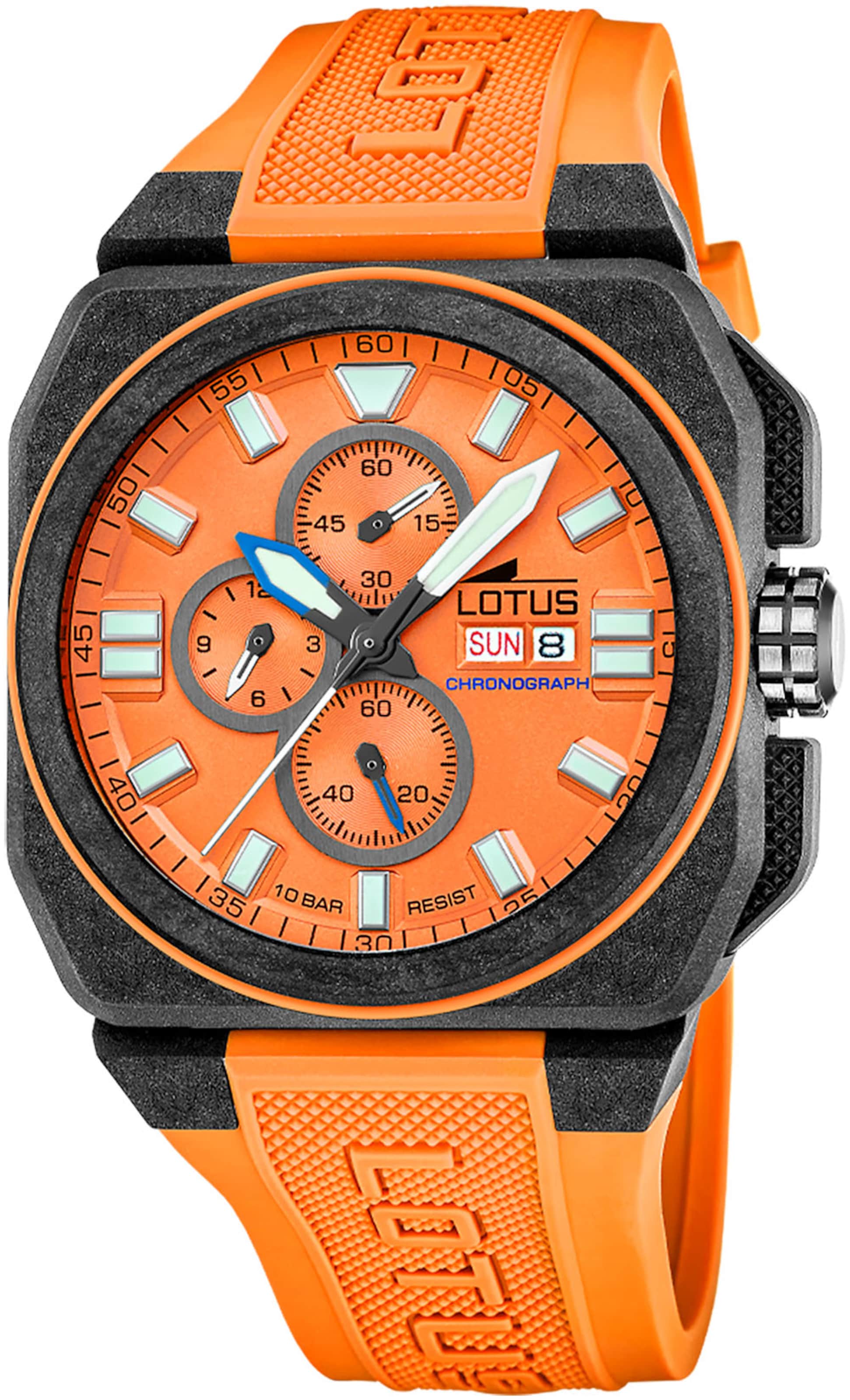 Lotus Analog Watch in Orange: front