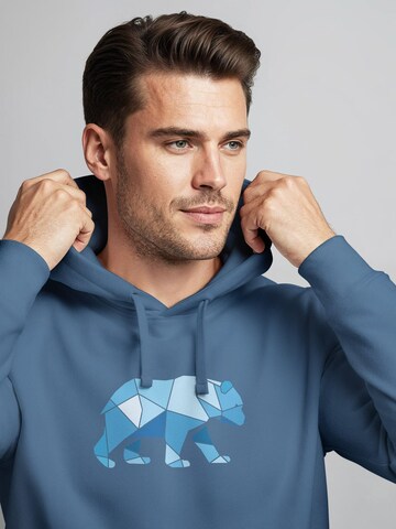 Neverless Sweatshirt 'Bär Polygon Blau' in Blue