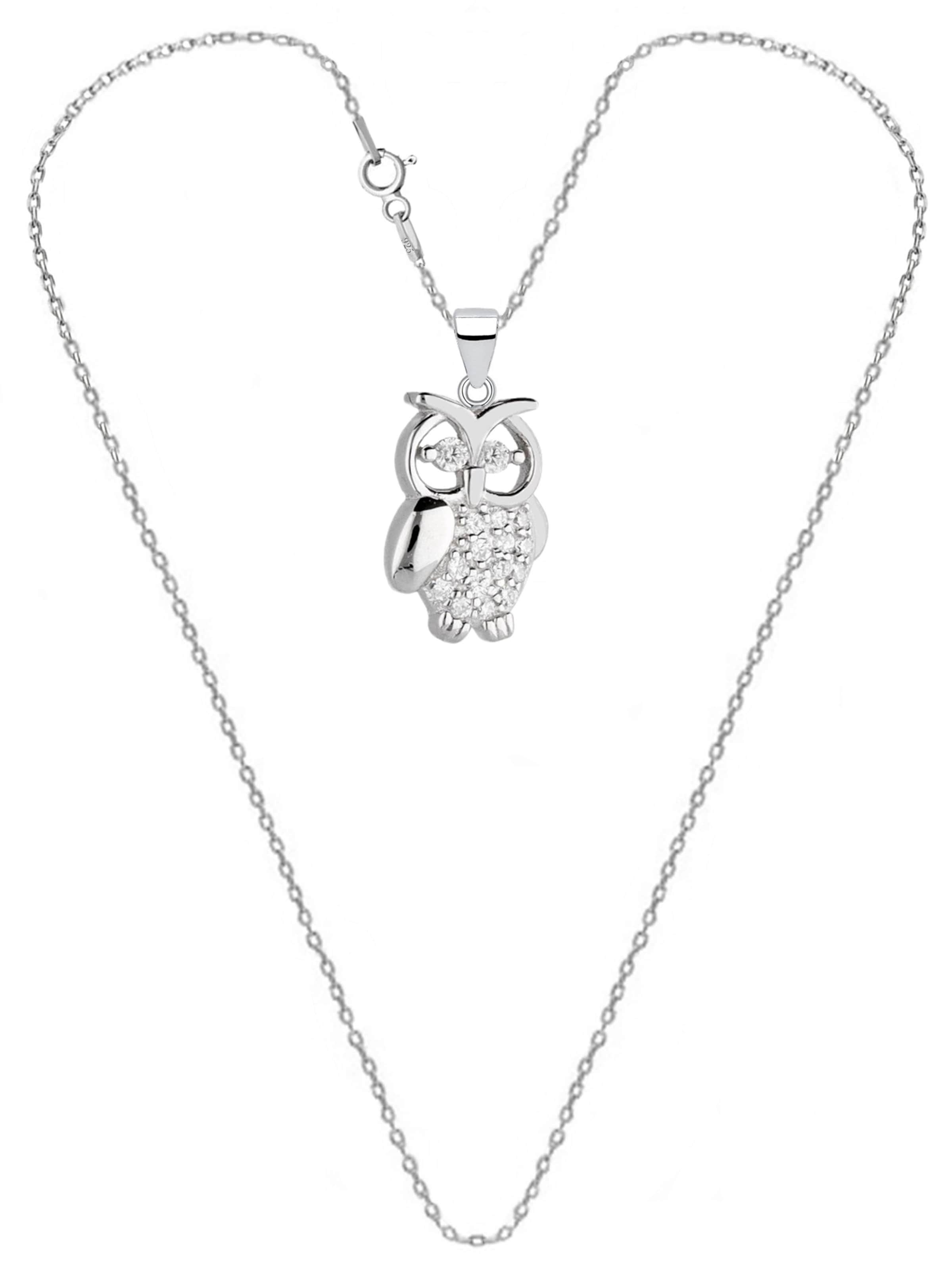 Goldene Hufeisen Necklace 'Eule Vogel' in Silver: front