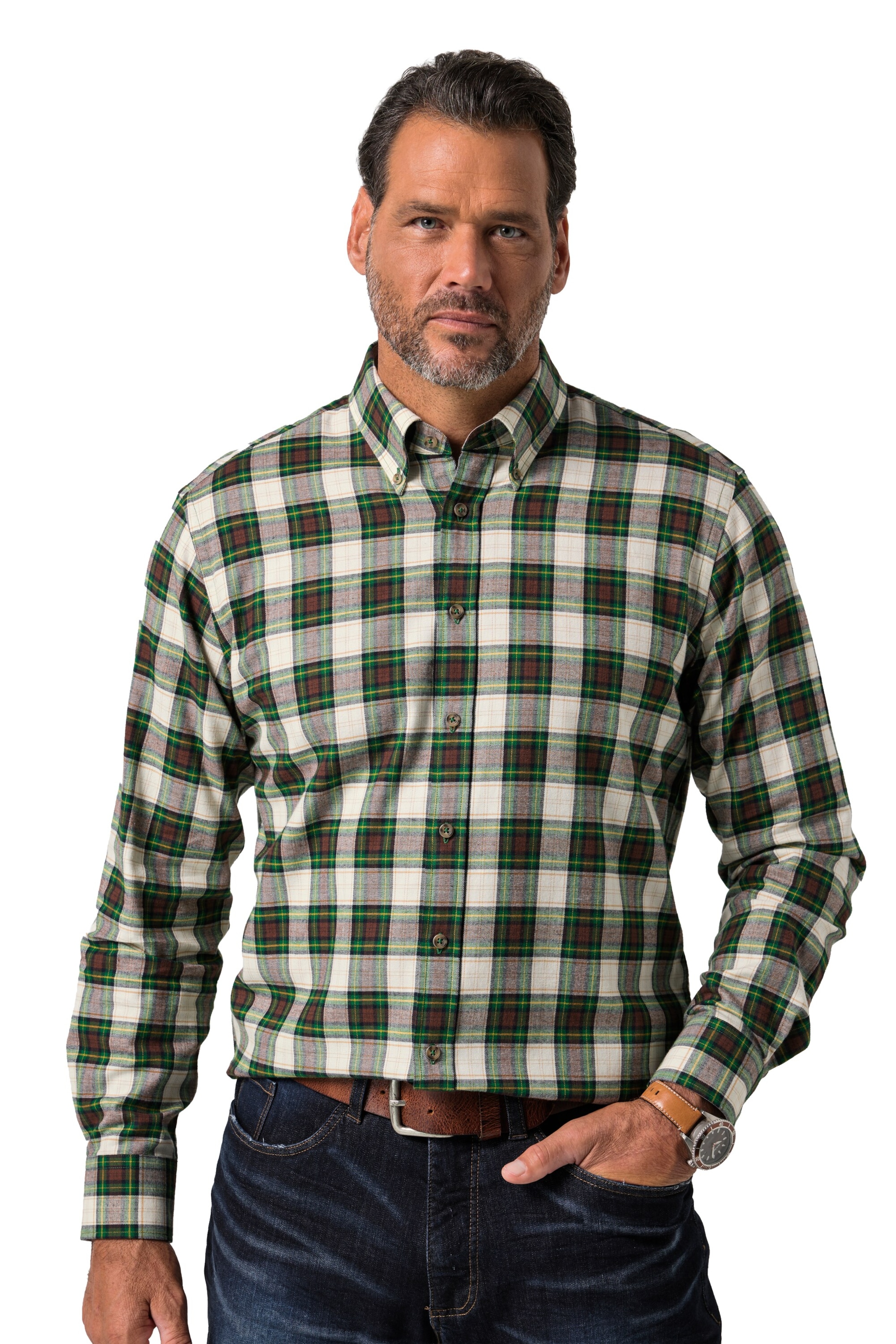 JP1880 Regular Fit Hemd in Grün: Vorderseite