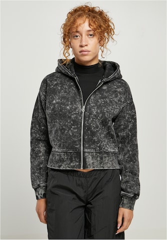 Urban Classics Zip-Up Hoodie in Black: front