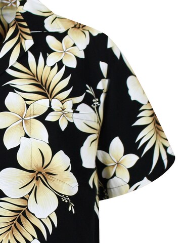 Pacific Legend Regular Fit Hemd 'Goldblume' in Schwarz