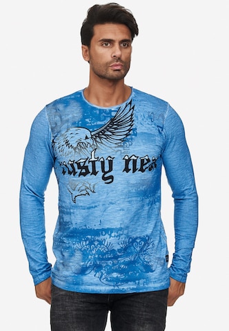 Rusty Neal Langarmshirt mit coolem Front- Print in Blau: predná strana