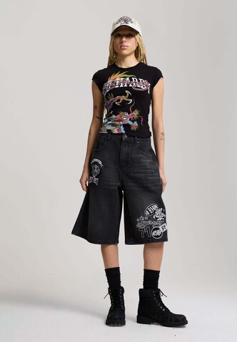 Wide Leg Jean Ed Hardy en noir
