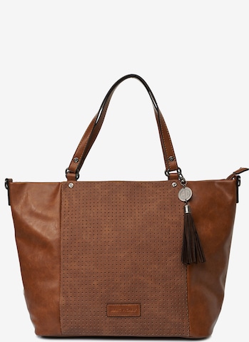 Marc Picard Handbag 'Shopper Lasercut-Optik' in Brown: front
