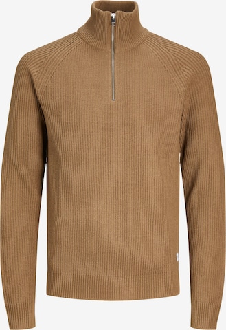 JACK & JONES Sweater 'Pannel' in Brown: front